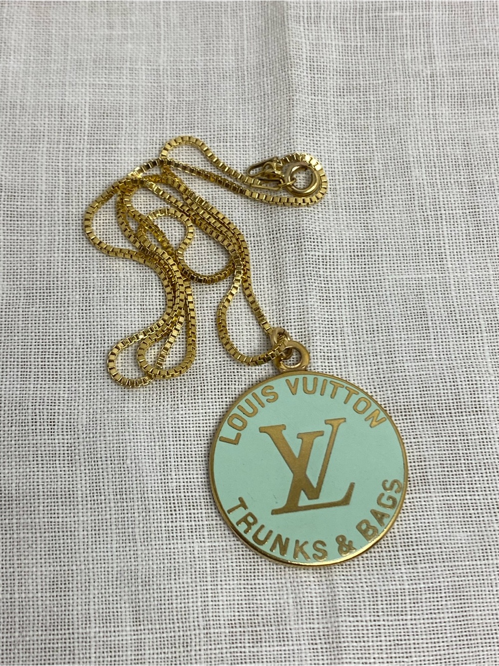 Louis Vuitton Trunks & Bags Enamel Charm 14K Gold Filled Box Chain Necklace